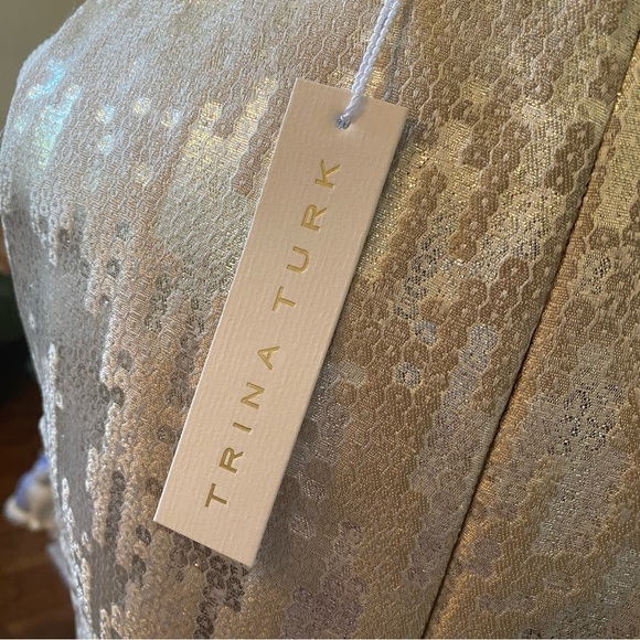 Trina Turk • Gold Sequin Cocktail Sheath Dress Sz 4 • New with Tags - Picture 6 of 8